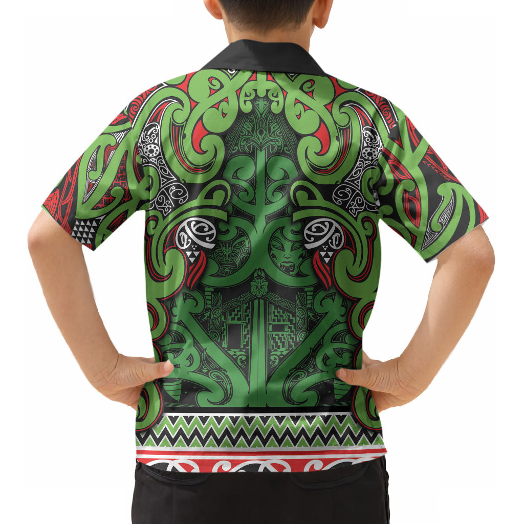 Aotearoa Iwi Ngati Maru Hauraki Kid Hawaiian Shirt Maori Wharenui House Tribal Pattern LT9 - Polynesian Pride