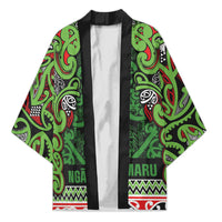 Aotearoa Iwi Ngati Maru Hauraki Kimono Maori Wharenui House Tribal Pattern LT9 Unisex Green Red - Polynesian Pride