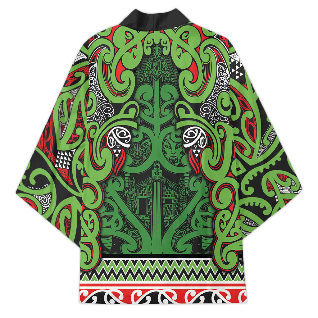 Aotearoa Iwi Ngati Maru Hauraki Kimono Maori Wharenui House Tribal Pattern LT9 - Polynesian Pride