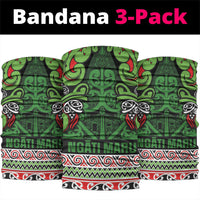 Aotearoa Iwi Ngati Maru Hauraki Neck Gaiter Maori Wharenui House Tribal Pattern LT9 package One Size: 25*50cm Green Red - Polynesian Pride