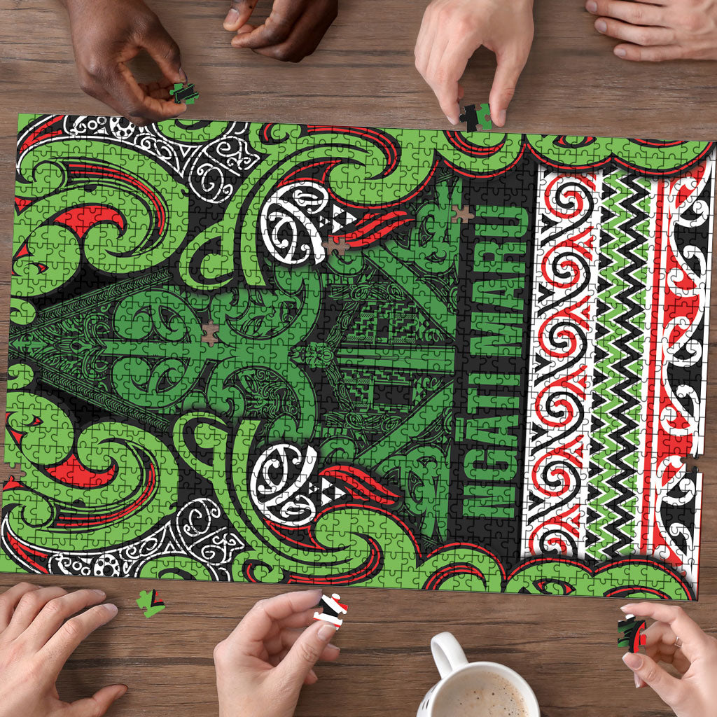 Aotearoa Iwi Ngati Maru Hauraki Puzzle Maori Wharenui House Tribal Pattern LT9 - Polynesian Pride