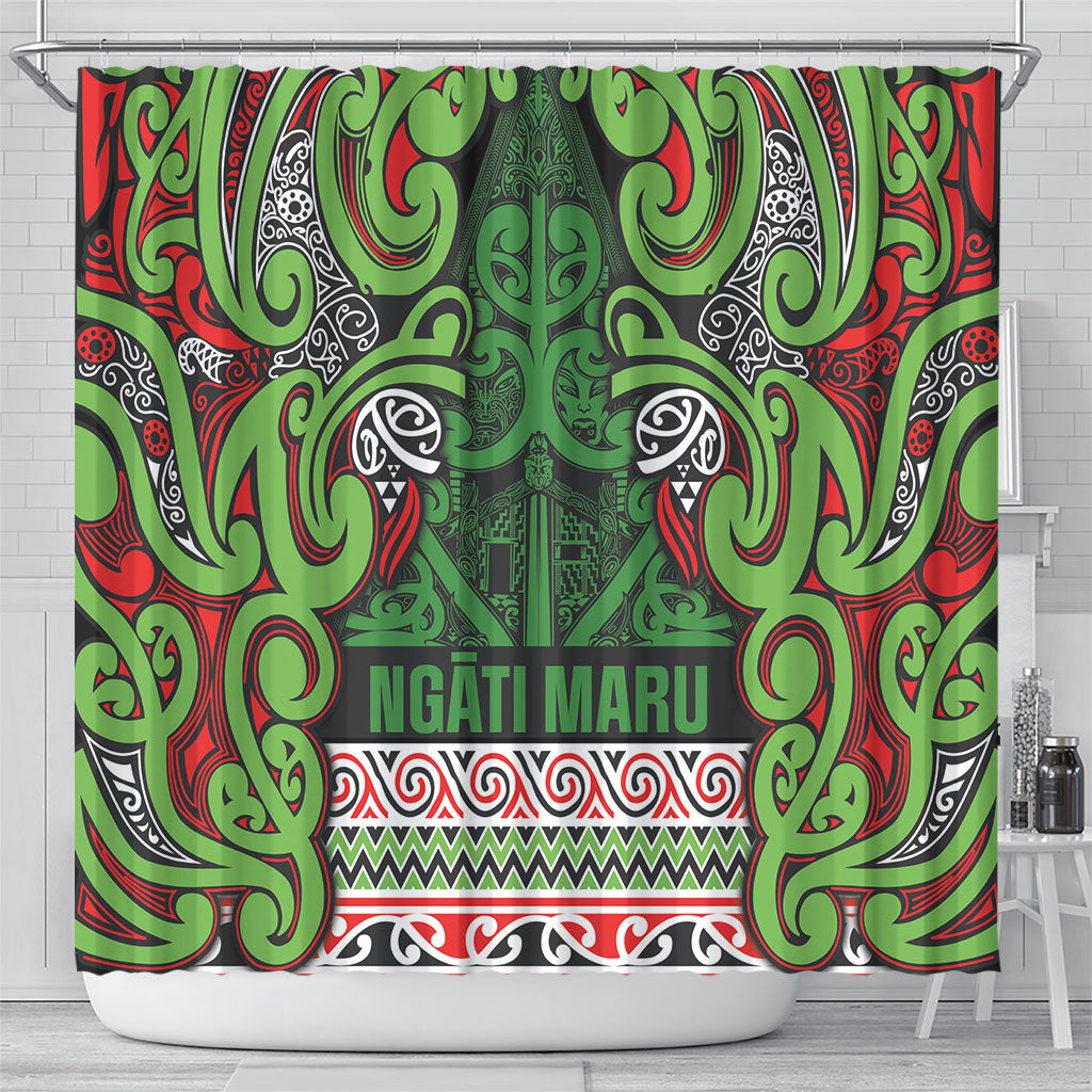 Aotearoa Iwi Ngati Maru Hauraki Shower Curtain Maori Wharenui House Tribal Pattern LT9 - Polynesian Pride