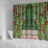 Aotearoa Iwi Ngati Maru Hauraki Shower Curtain Maori Wharenui House Tribal Pattern LT9 - Polynesian Pride