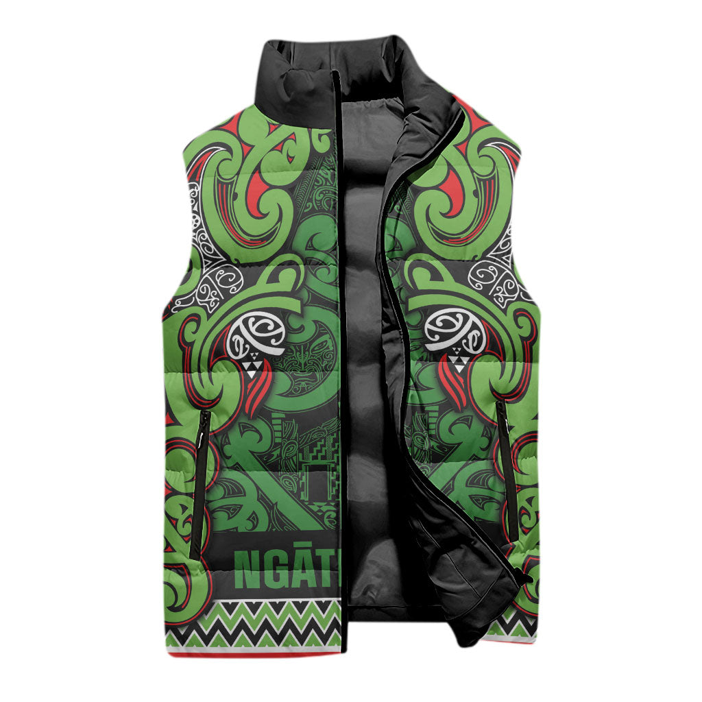 Aotearoa Iwi Ngati Maru Hauraki Sleeveless Puffer Jacket Maori Wharenui House Tribal Pattern LT9 - Polynesian Pride