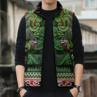 Aotearoa Iwi Ngati Maru Hauraki Sleeveless Puffer Jacket Maori Wharenui House Tribal Pattern LT9 - Polynesian Pride