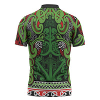 Aotearoa Iwi Ngati Maru Hauraki Zipper Polo Shirt Maori Wharenui House Tribal Pattern LT9 - Polynesian Pride