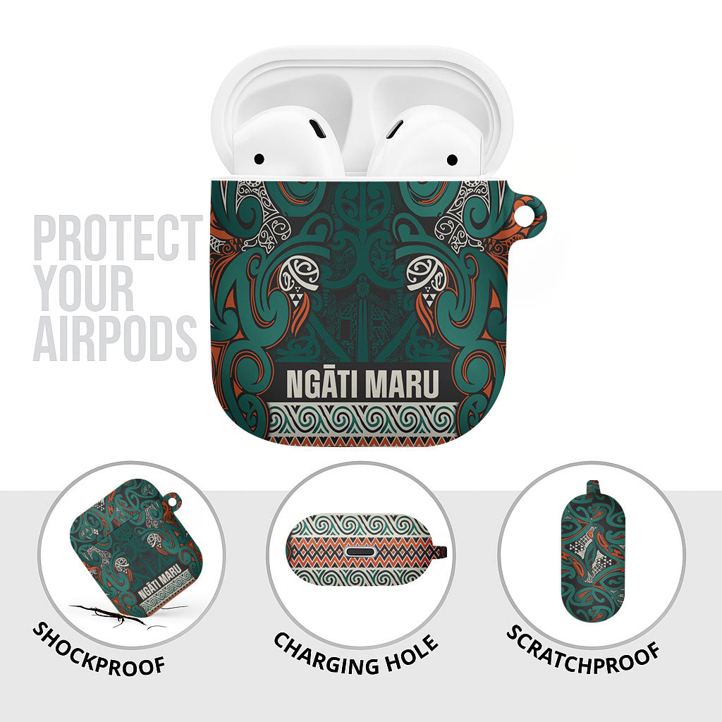 Aotearoa Iwi Ngāti Maru Taranaki AirPods Case Maori Wharenui House Tribal Pattern LT9 - Polynesian Pride