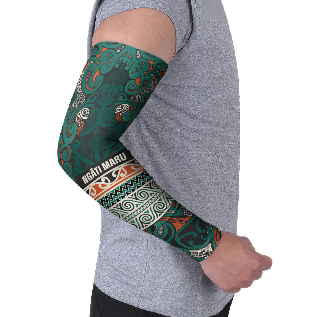 Aotearoa Iwi Ngāti Maru Taranaki Arm Sleeves Maori Wharenui House Tribal Pattern LT9 - Polynesian Pride