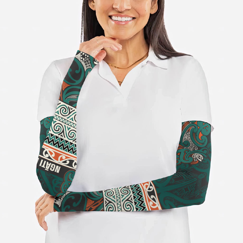 Aotearoa Iwi Ngāti Maru Taranaki Arm Sleeves Maori Wharenui House Tribal Pattern LT9 - Polynesian Pride