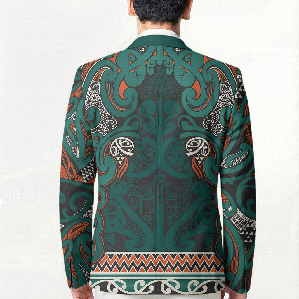 Aotearoa Iwi Ngāti Maru Taranaki Blazer Maori Wharenui House Tribal Pattern LT9 - Polynesian Pride