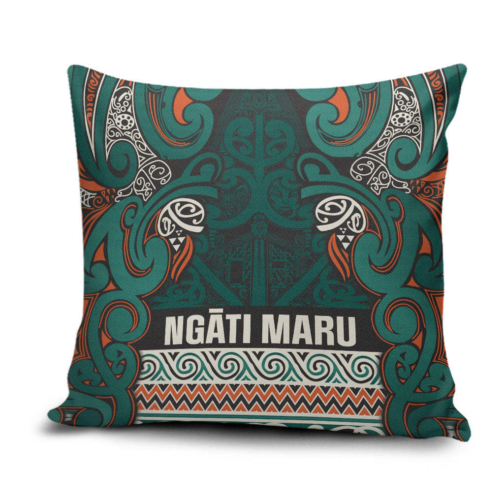 Aotearoa Iwi Ngāti Maru Taranaki Pillow Cover Maori Wharenui House Tribal Pattern LT9 Deep Teal - Polynesian Pride