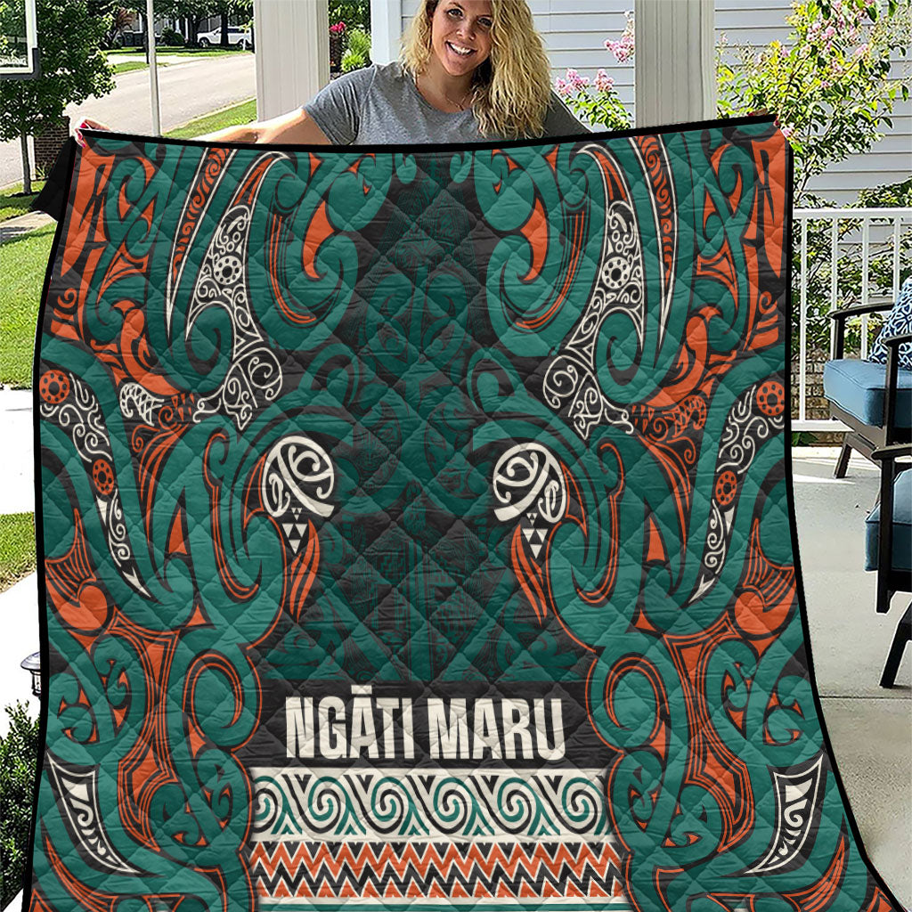 Aotearoa Iwi Ngāti Maru Taranaki Quilt Maori Wharenui House Tribal Pattern LT9 Deep Teal - Polynesian Pride