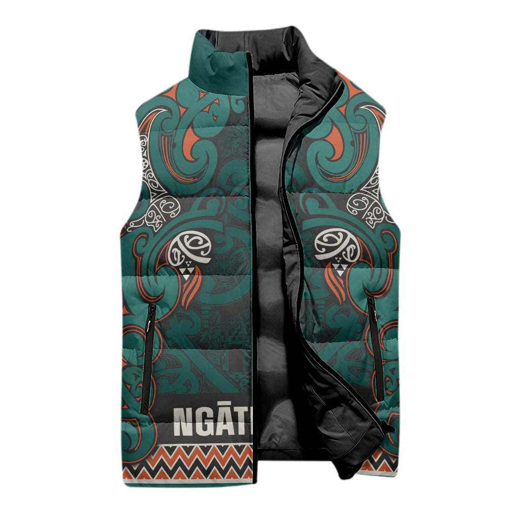 Aotearoa Iwi Ngāti Maru Taranaki Sleeveless Puffer Jacket Maori Wharenui House Tribal Pattern LT9 - Polynesian Pride