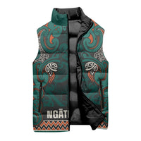 Aotearoa Iwi Ngāti Maru Taranaki Sleeveless Puffer Jacket Maori Wharenui House Tribal Pattern LT9 - Polynesian Pride