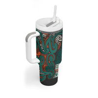 Aotearoa Iwi Ngāti Maru Taranaki Tumbler With Handle Maori Wharenui House Tribal Pattern LT9 - Polynesian Pride