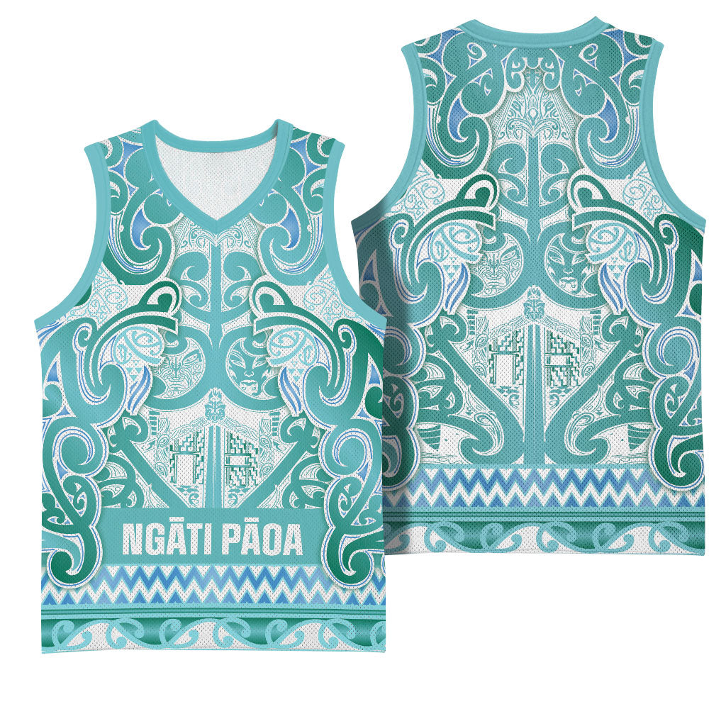 Aotearoa Iwi Ngati Paoa Basketball Jersey Maori Wharenui House Tribal Pattern LT9 - Polynesian Pride