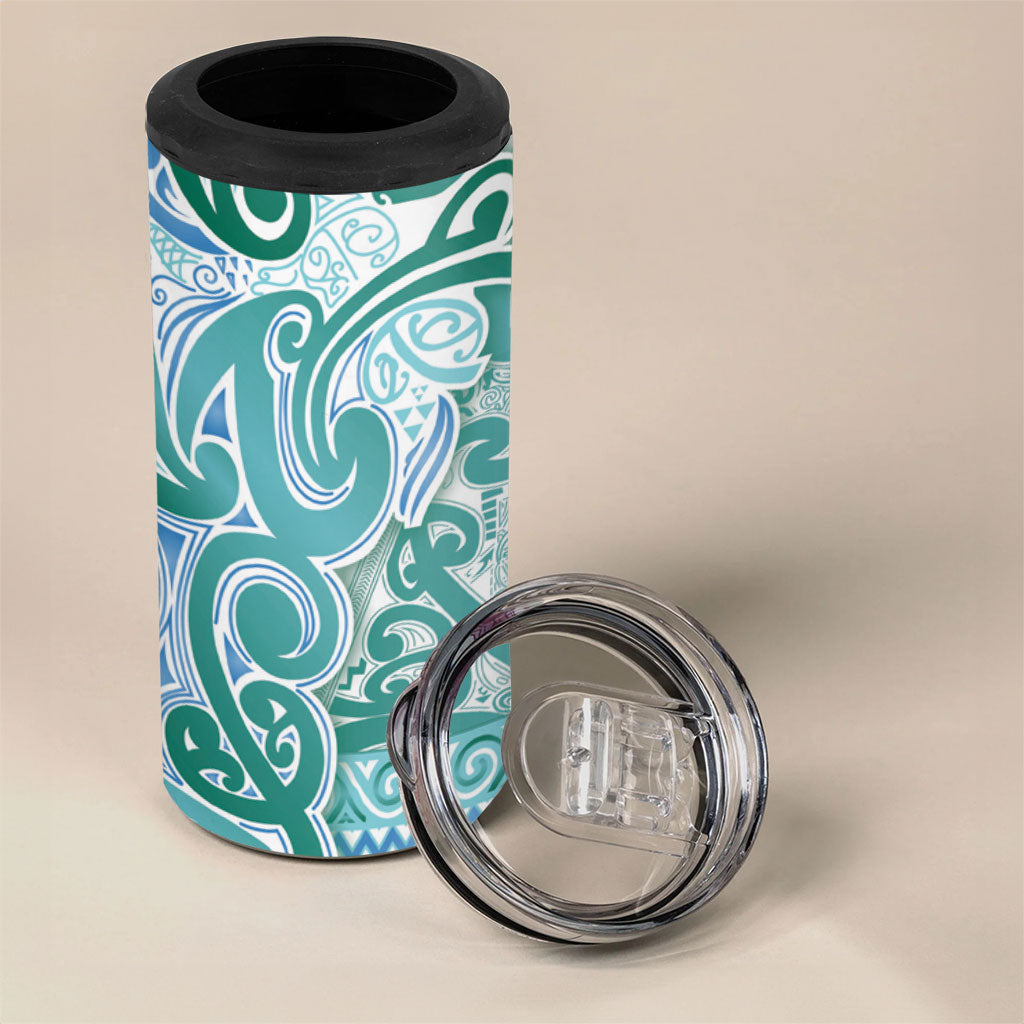 Aotearoa Iwi Ngati Paoa 4 in 1 Can Cooler Tumbler Maori Wharenui House Tribal Pattern LT9 - Polynesian Pride