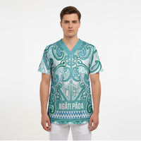 Aotearoa Iwi Ngati Paoa Scrub Top Maori Wharenui House Tribal Pattern LT9 - Polynesian Pride