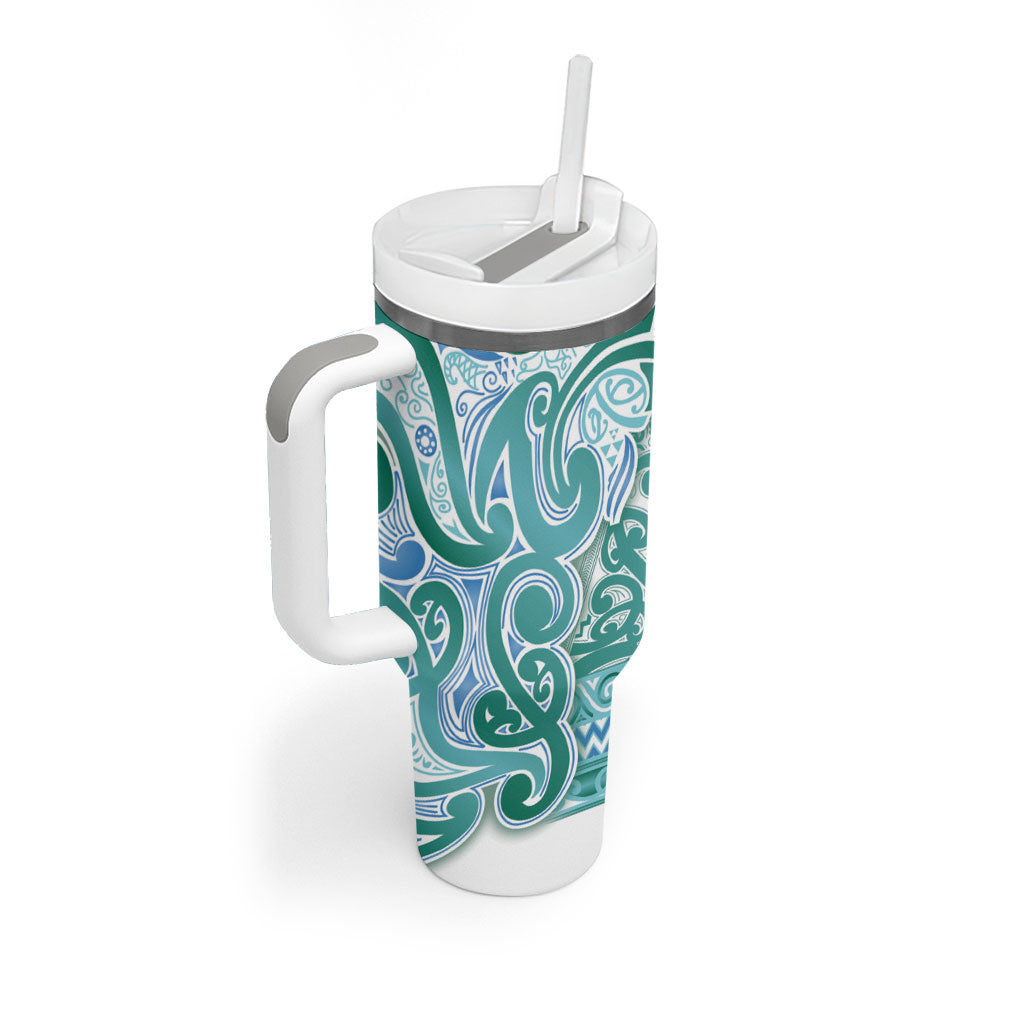 Aotearoa Iwi Ngati Paoa Tumbler With Handle Maori Wharenui House Tribal Pattern LT9 - Polynesian Pride