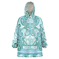 Aotearoa Iwi Ngati Paoa Wearable Blanket Hoodie Maori Wharenui House Tribal Pattern LT9 One Size Turquoise - Polynesian Pride