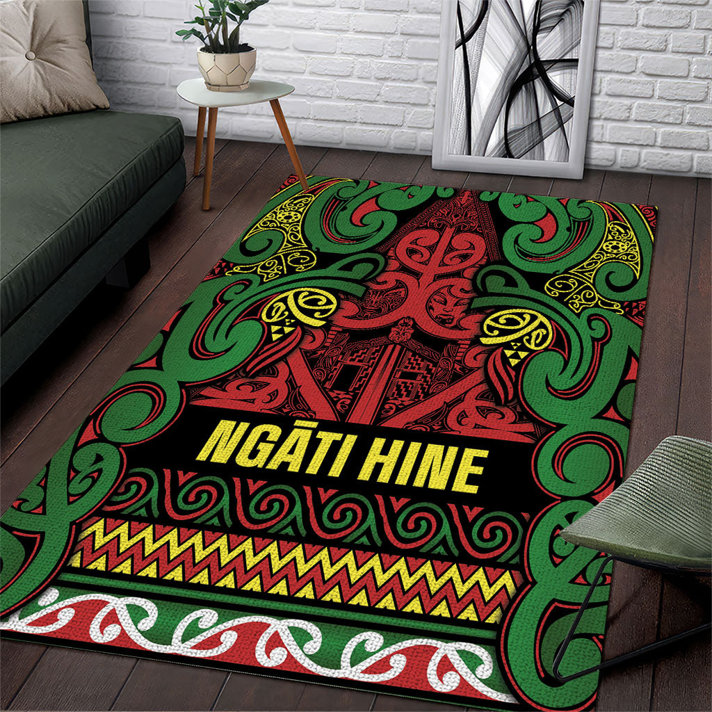 Aotearoa Iwi Ngati Hine Area Rug Maori Wharenui House Tribal Pattern LT9 Deep Green - Polynesian Pride