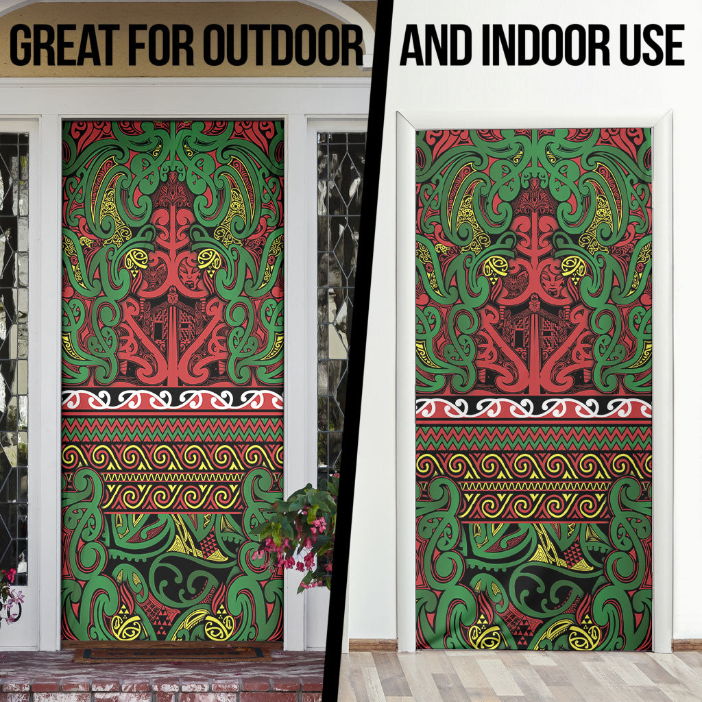 Aotearoa Iwi Ngati Hine Door Cover Maori Wharenui House Tribal Pattern LT9 - Polynesian Pride