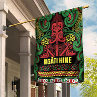 Aotearoa Iwi Ngati Hine Garden Flag Maori Wharenui House Tribal Pattern LT9 House Flag Deep Green - Polynesian Pride