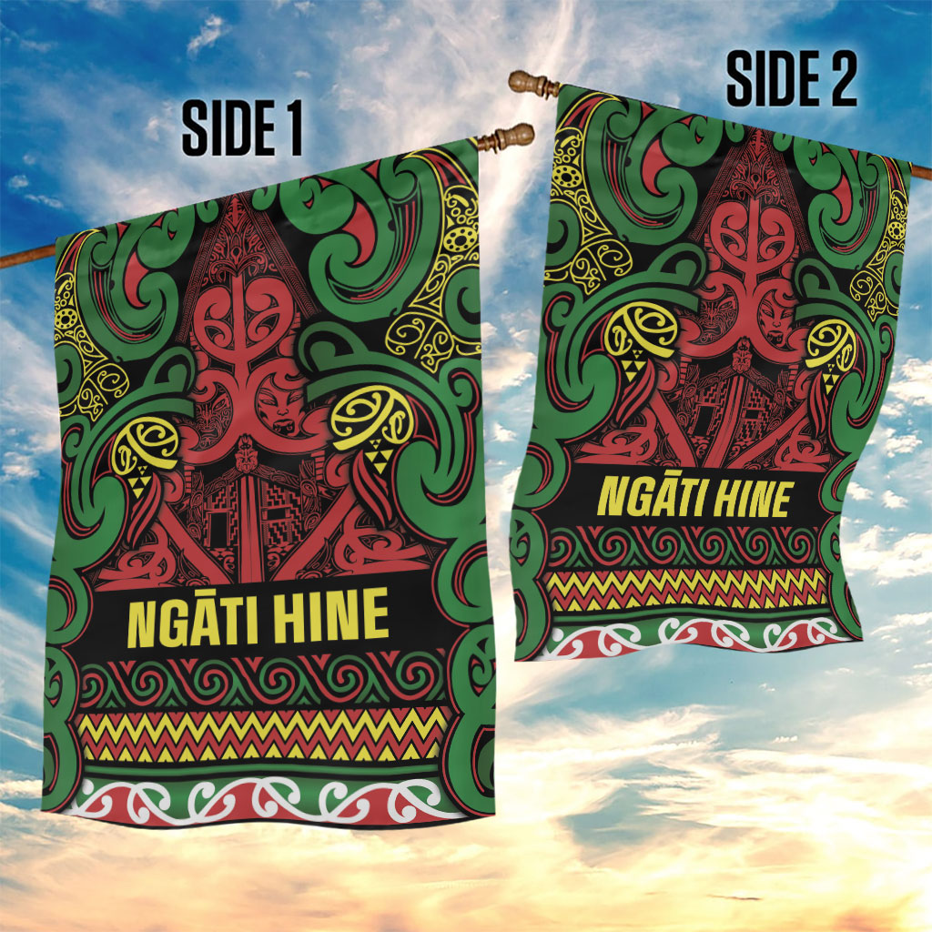 Aotearoa Iwi Ngati Hine Garden Flag Maori Wharenui House Tribal Pattern LT9 - Polynesian Pride