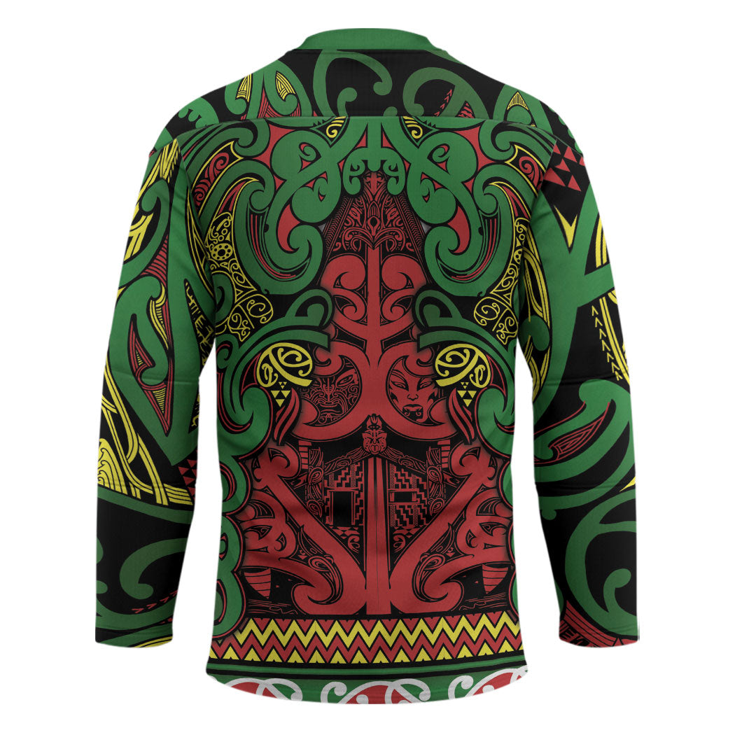 Aotearoa Iwi Ngati Hine Hockey Jersey Maori Wharenui House Tribal Pattern LT9 - Polynesian Pride