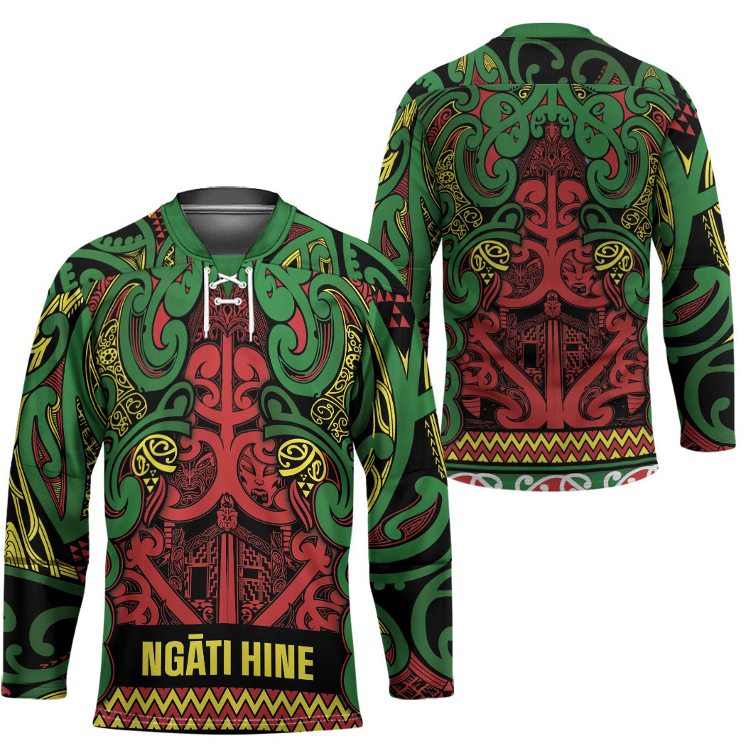 Aotearoa Iwi Ngati Hine Hockey Jersey Maori Wharenui House Tribal Pattern LT9 - Polynesian Pride