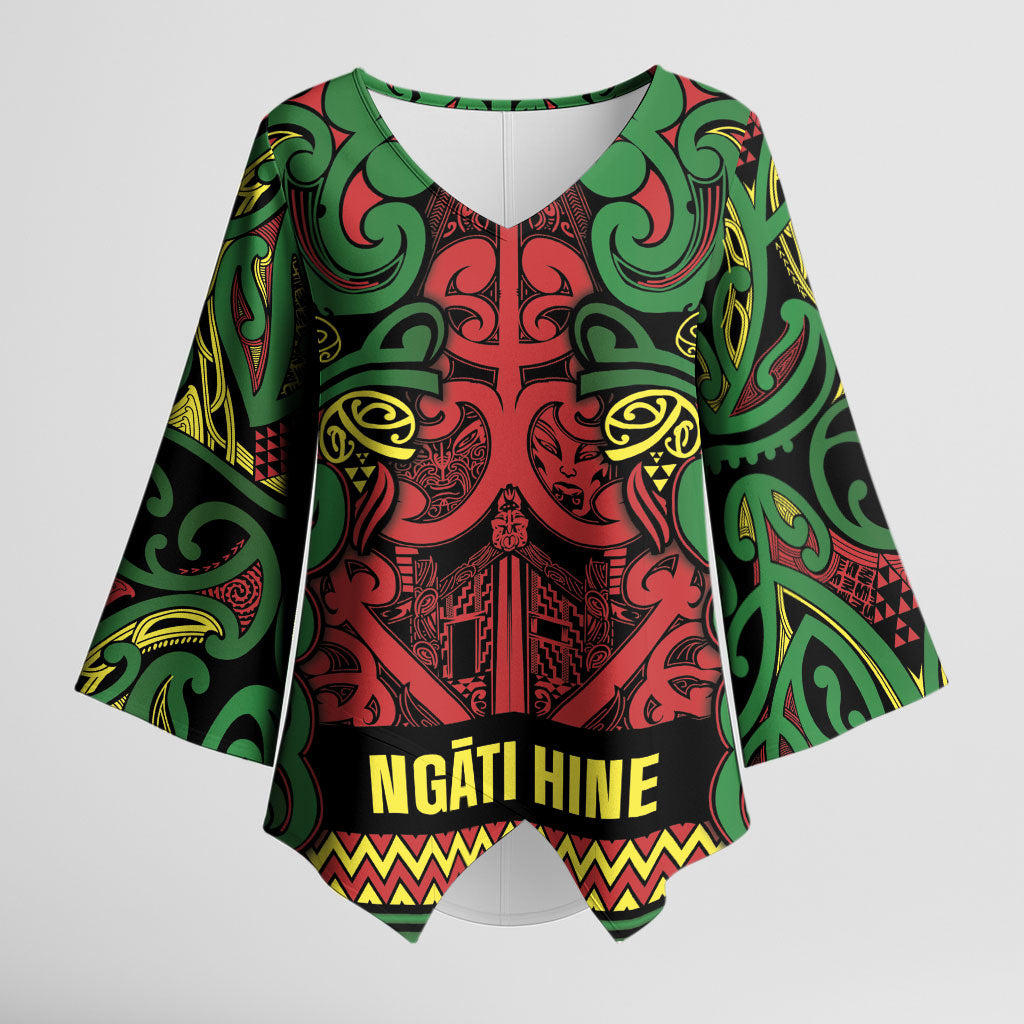 Aotearoa Iwi Ngati Hine Kimono Sleeve Blouse Maori Wharenui House Tribal Pattern LT9 Female Deep Green - Polynesian Pride
