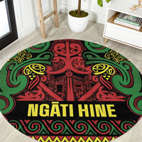 Aotearoa Iwi Ngati Hine Round Carpet Maori Wharenui House Tribal Pattern LT9 Deep Green - Polynesian Pride