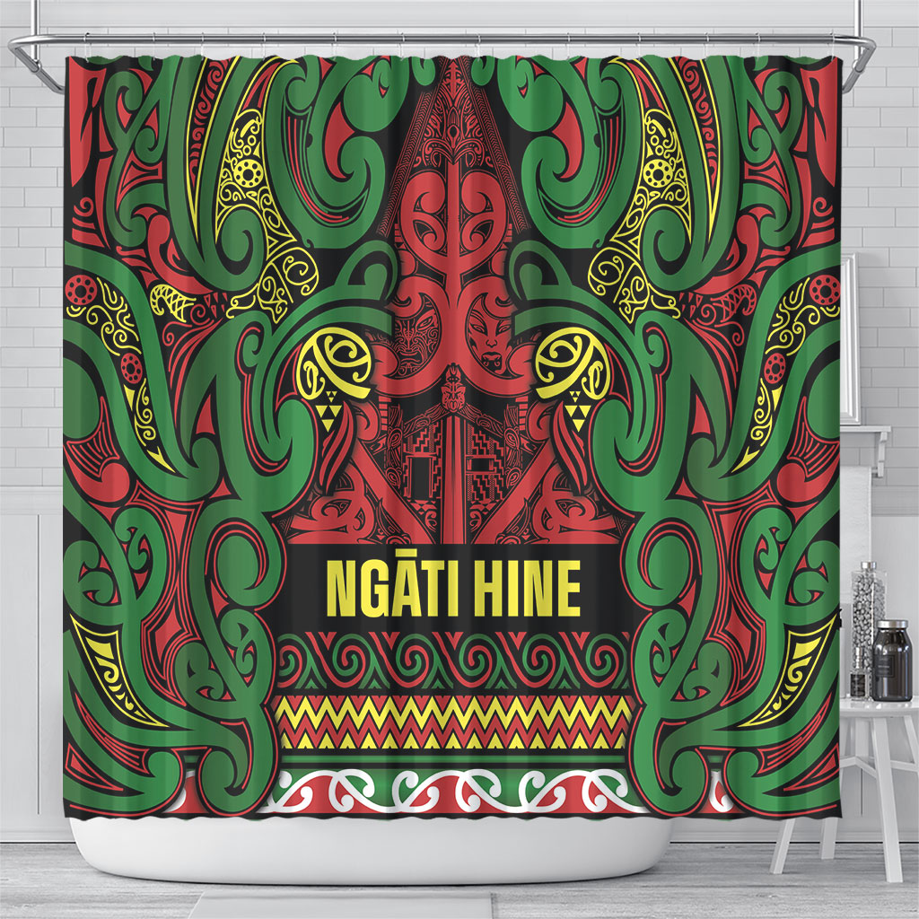 Aotearoa Iwi Ngati Hine Shower Curtain Maori Wharenui House Tribal Pattern LT9 - Polynesian Pride
