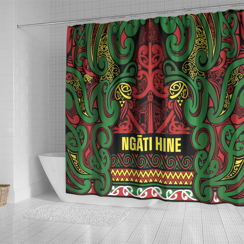 Aotearoa Iwi Ngati Hine Shower Curtain Maori Wharenui House Tribal Pattern LT9 - Polynesian Pride