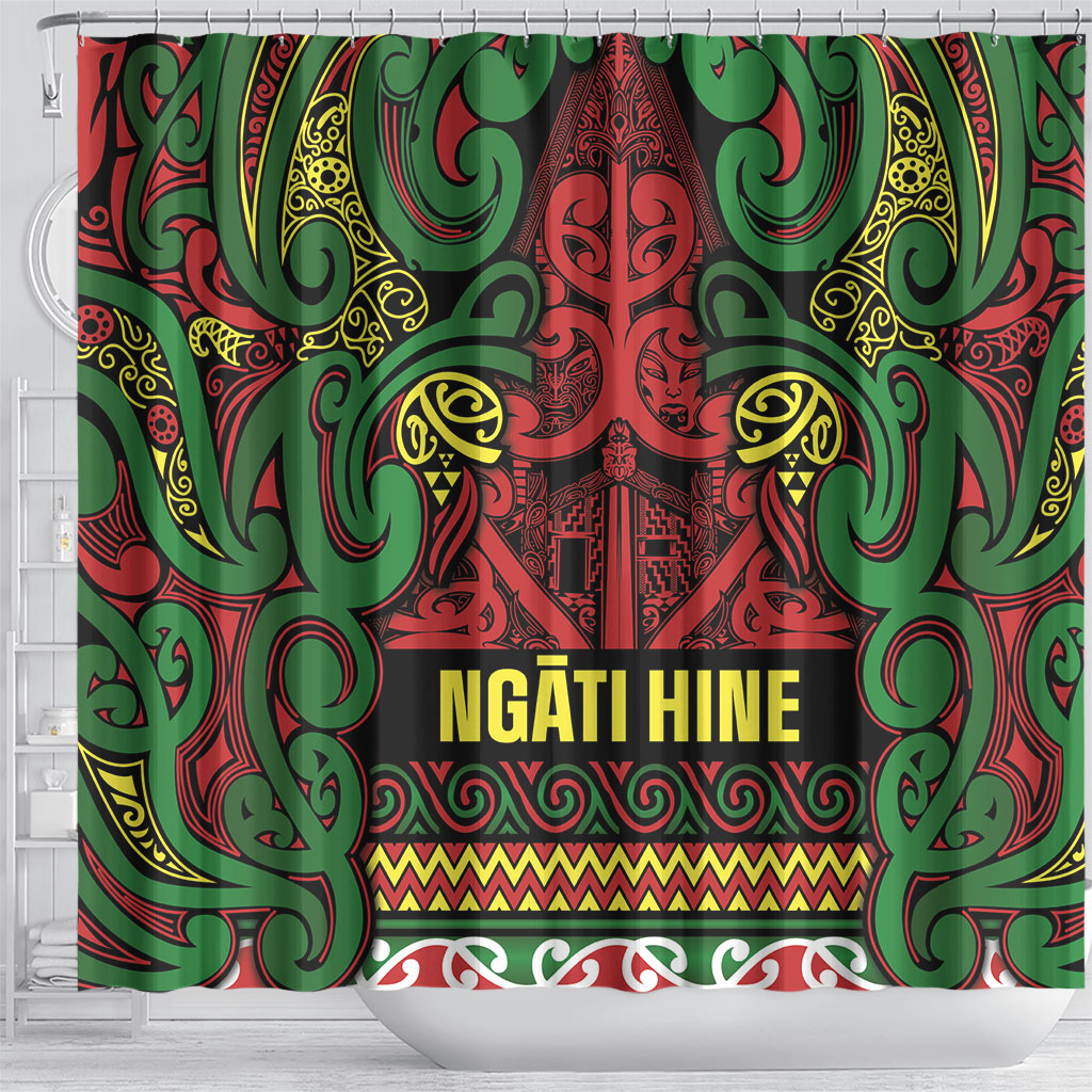 Aotearoa Iwi Ngati Hine Shower Curtain Maori Wharenui House Tribal Pattern LT9 - Polynesian Pride