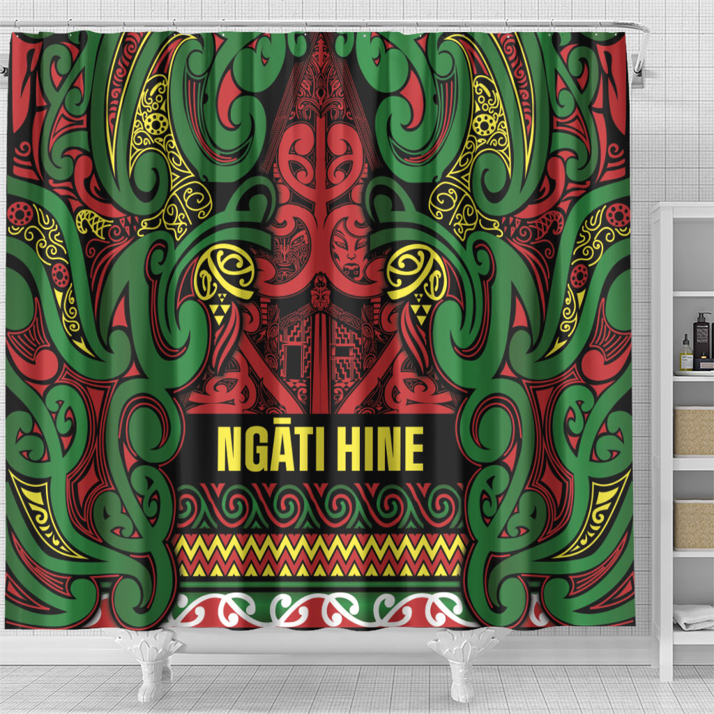 Aotearoa Iwi Ngati Hine Shower Curtain Maori Wharenui House Tribal Pattern LT9 - Polynesian Pride