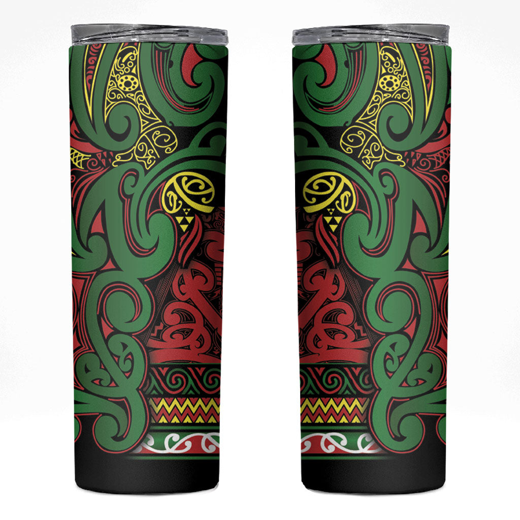 Aotearoa Iwi Ngati Hine Skinny Tumbler Maori Wharenui House Tribal Pattern LT9 Deep Green - Polynesian Pride