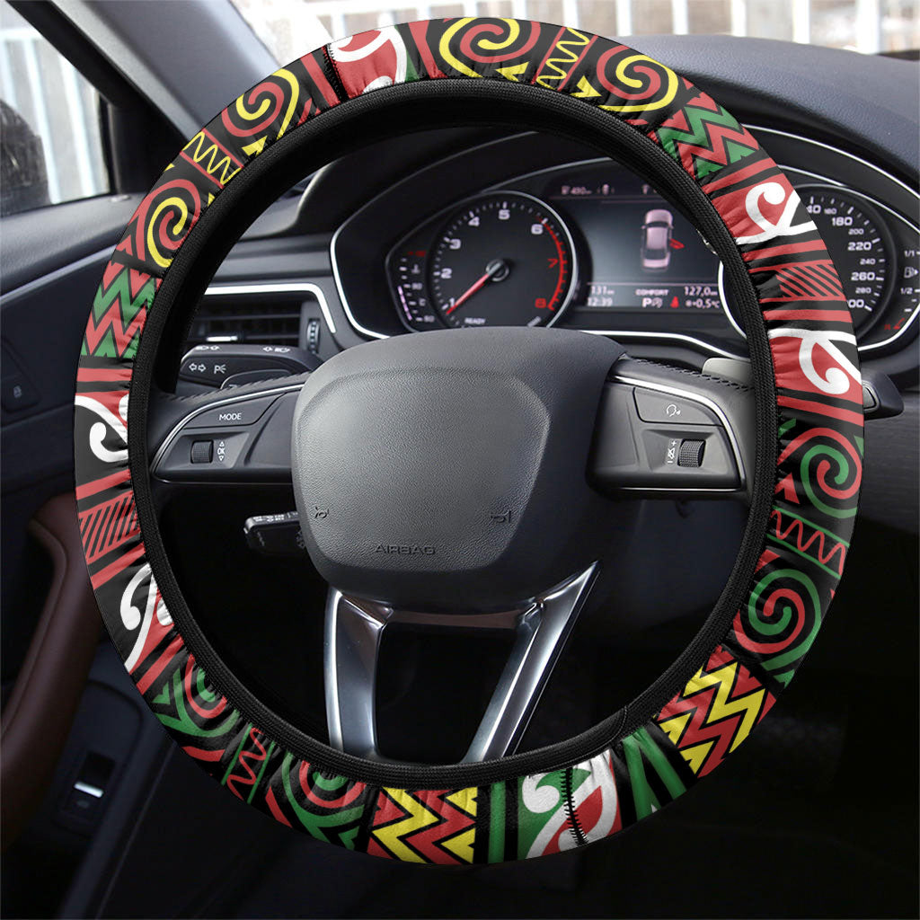 Aotearoa Iwi Ngati Hine Steering Wheel Cover Maori Wharenui House Tribal Pattern LT9 - Polynesian Pride