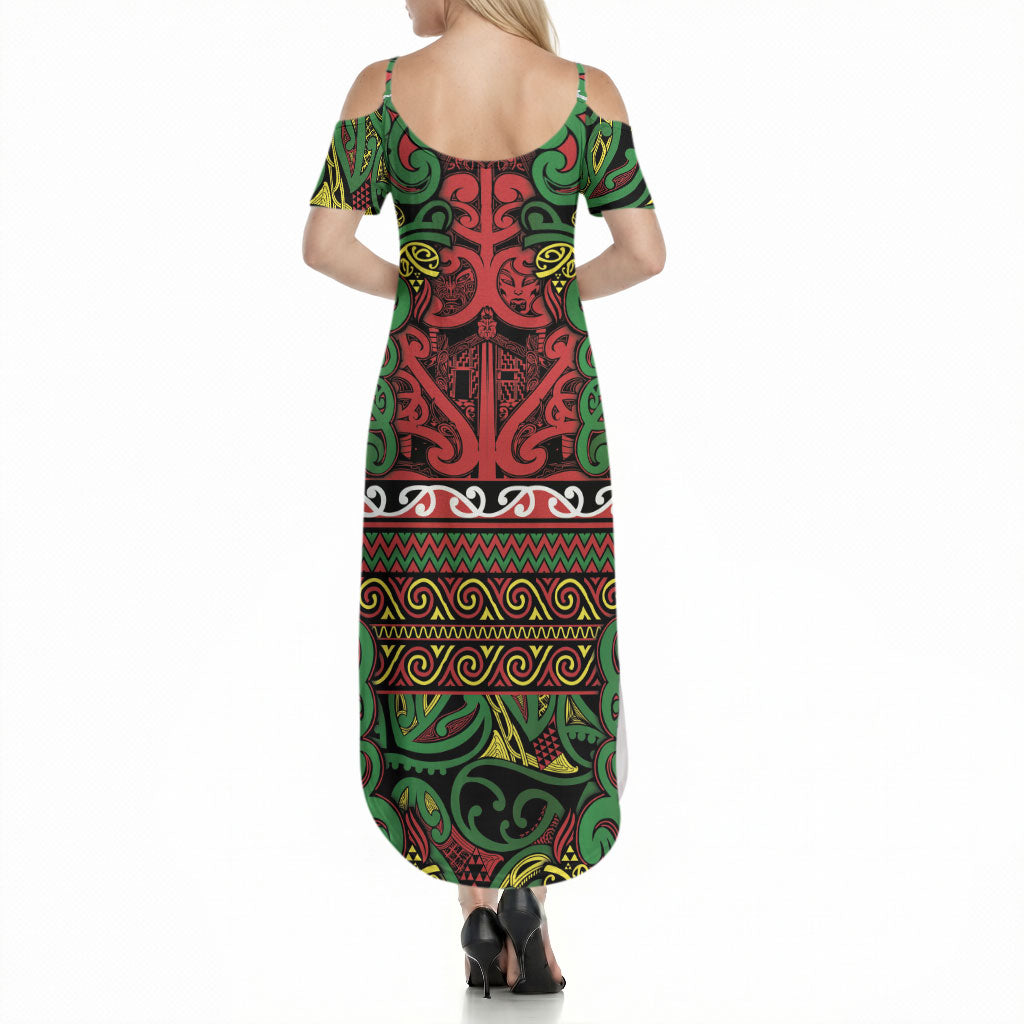 Aotearoa Iwi Ngati Hine Summer Maxi Dress Maori Wharenui House Tribal Pattern LT9 - Polynesian Pride