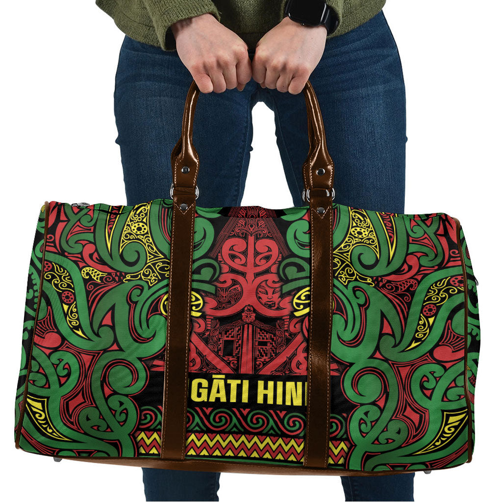 Aotearoa Iwi Ngati Hine Travel Bag Maori Wharenui House Tribal Pattern LT9 Deep Green - Polynesian Pride