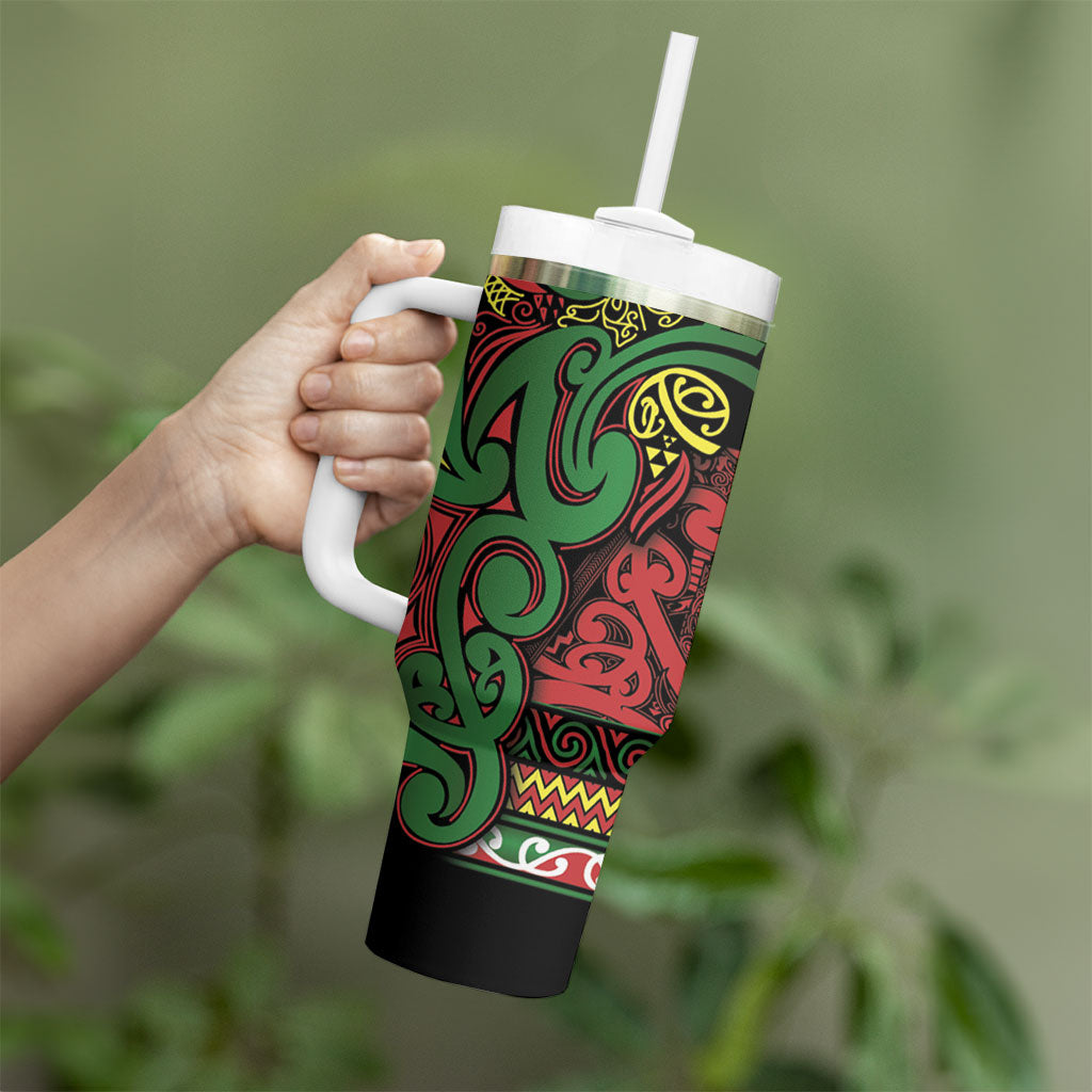 Aotearoa Iwi Ngati Hine Tumbler With Handle Maori Wharenui House Tribal Pattern LT9 - Polynesian Pride