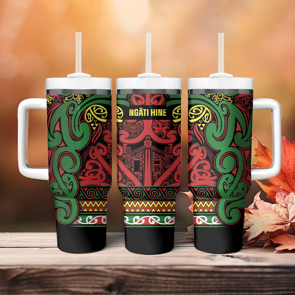 Aotearoa Iwi Ngati Hine Tumbler With Handle Maori Wharenui House Tribal Pattern LT9 - Polynesian Pride