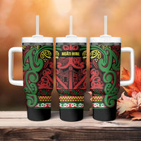 Aotearoa Iwi Ngati Hine Tumbler With Handle Maori Wharenui House Tribal Pattern LT9 - Polynesian Pride