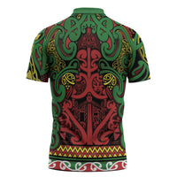Aotearoa Iwi Ngati Hine Zipper Polo Shirt Maori Wharenui House Tribal Pattern LT9 - Polynesian Pride