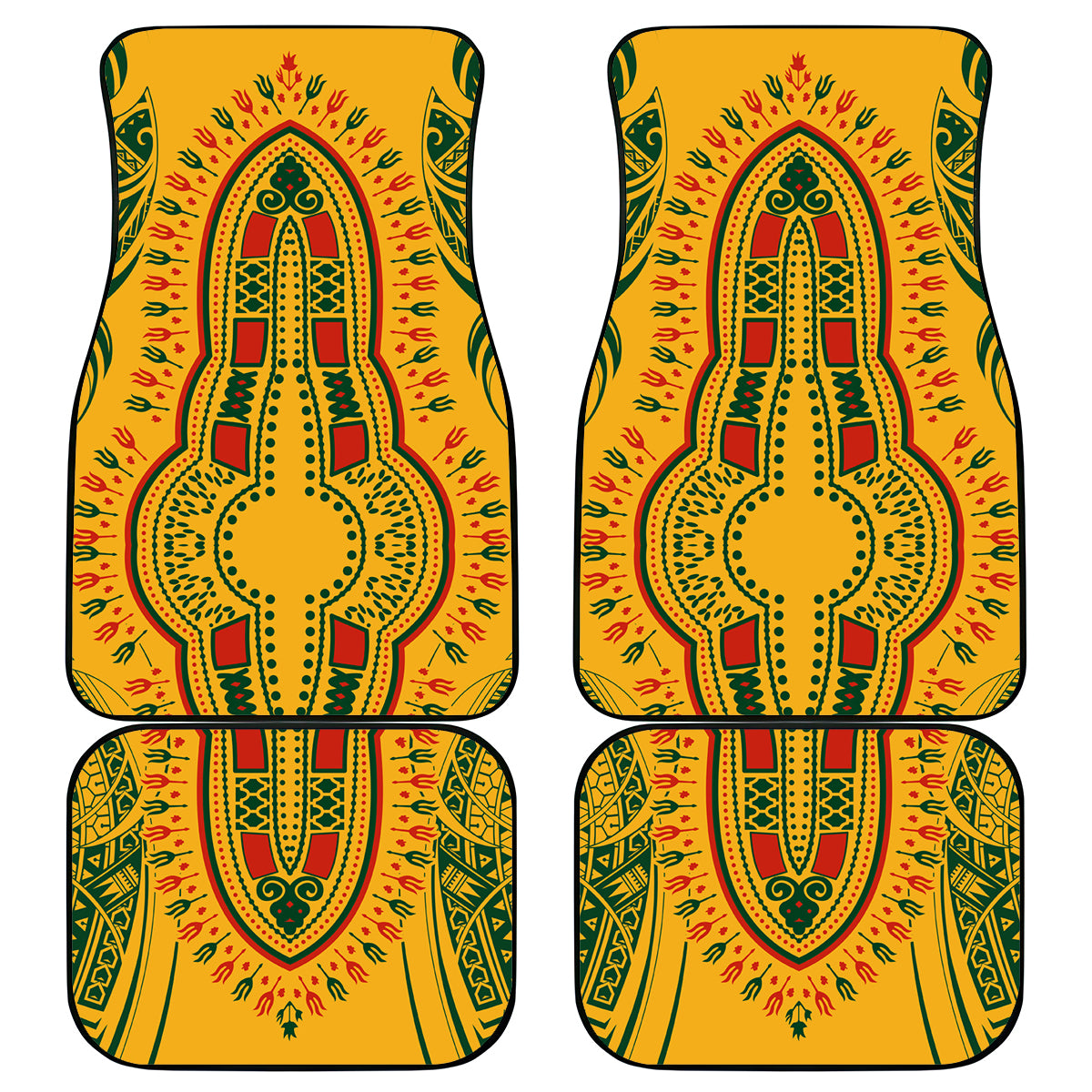 Africa Dashiki Car Mats African Tribal Art Mixed Polynesian Tattoo Gold Color Unique LT9 Gold - Polynesian Pride