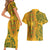 Africa Dashiki Couples Matching Short Sleeve Bodycon Dress and Hawaiian Shirt African Tribal Art Mixed Polynesian Tattoo Gold Color Unique LT9 - Polynesian Pride