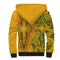 Africa Dashiki Sherpa Hoodie African Tribal Art Mixed Polynesian Tattoo Gold Color Unique LT9 - Polynesian Pride