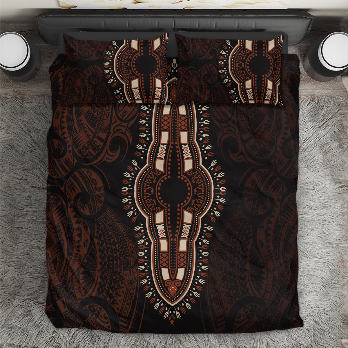 Africa Dashiki Bedding Set African Tribal Art Mixed Polynesian Tattoo Red Color Unique LT9 Red - Polynesian Pride