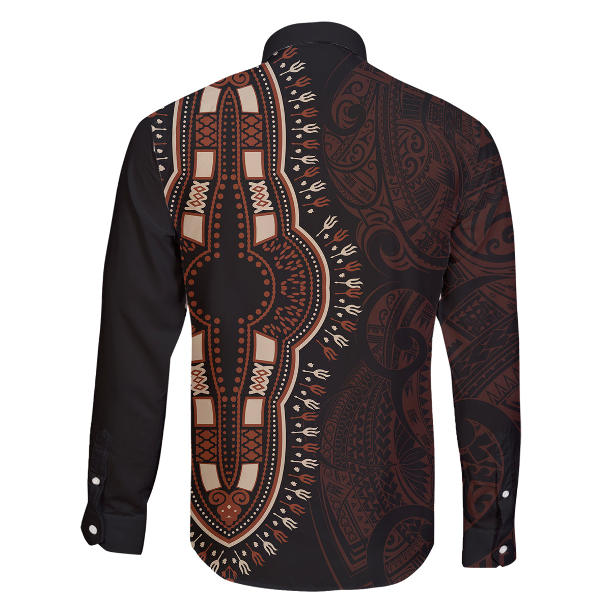 Africa Dashiki Family Matching Long Sleeve Bodycon Dress and Hawaiian Shirt African Tribal Art Mixed Polynesian Tattoo Red Color Unique LT9 - Polynesian Pride