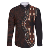 Africa Dashiki Family Matching Puletasi Dress and Hawaiian Shirt African Tribal Art Mixed Polynesian Tattoo Red Color Unique LT9 Dad's Shirt - Long Sleeve Red - Polynesian Pride